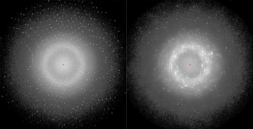 Simulated diffraction image from 6O2H MD trajectory