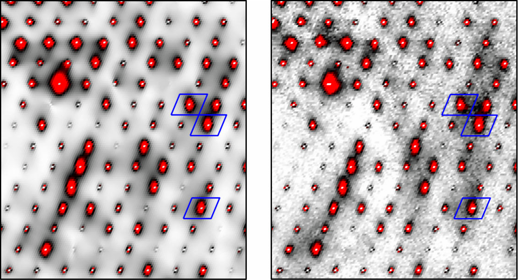 Figure 2 Comparison of the halos generated by the model and seen in the experiment.